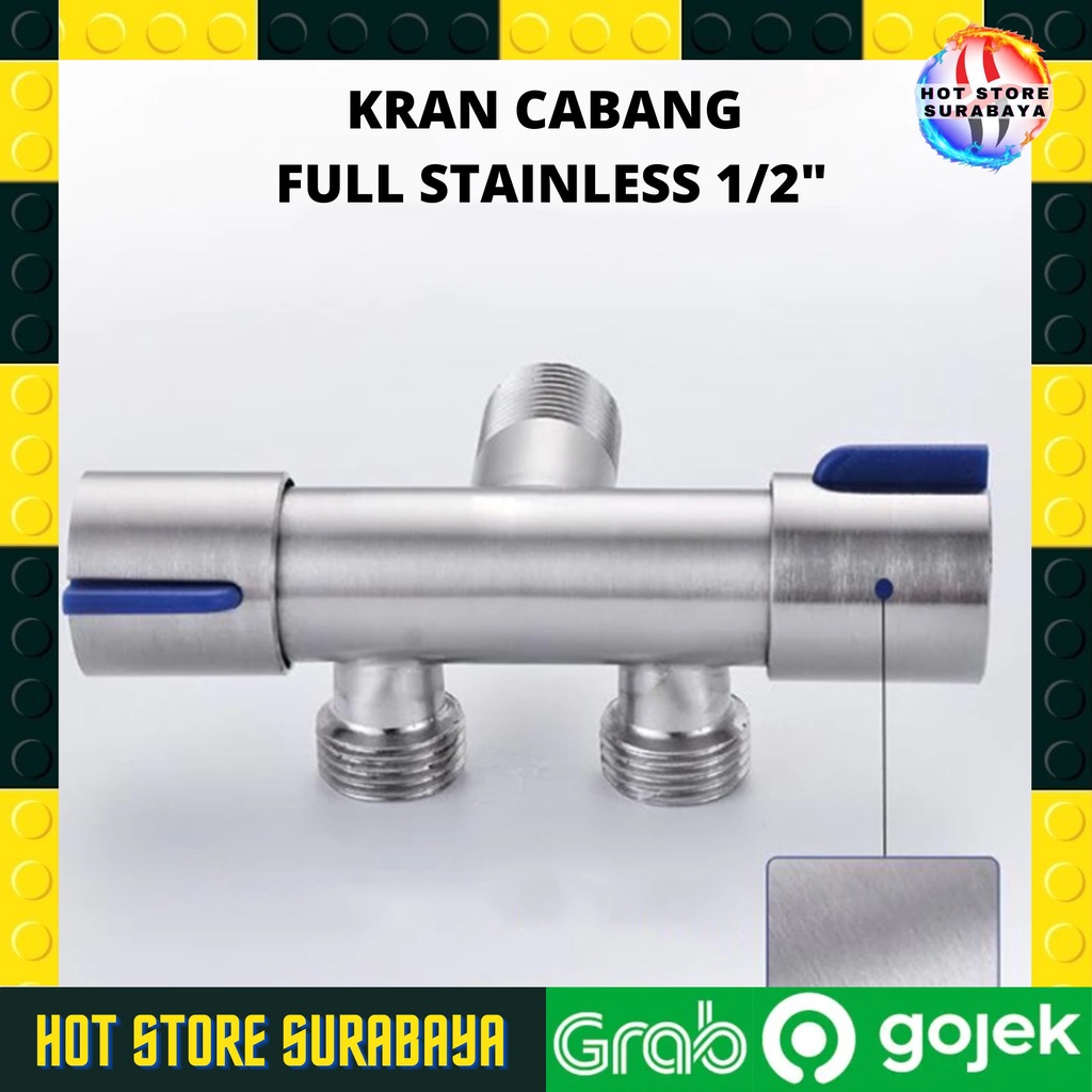 Kran Shower Double KERAN MESIN CUCI CABANG KRAN AIR SHOWER STAINLESS SUS 304 Stop Kran Cabang Kanan Kiri Dua Stop Kran Cabang 2 On Off shower mandi/Wastafel/kloset Shower Toilet/Wc Plus Kran air cabang Kran Shower Full Stainless Steel Termurah