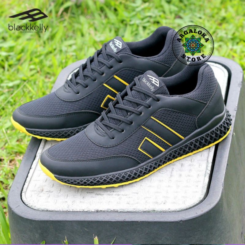 AUTHENTIC - Sepatu Sneakers Running Pria Cowok Sporty Black