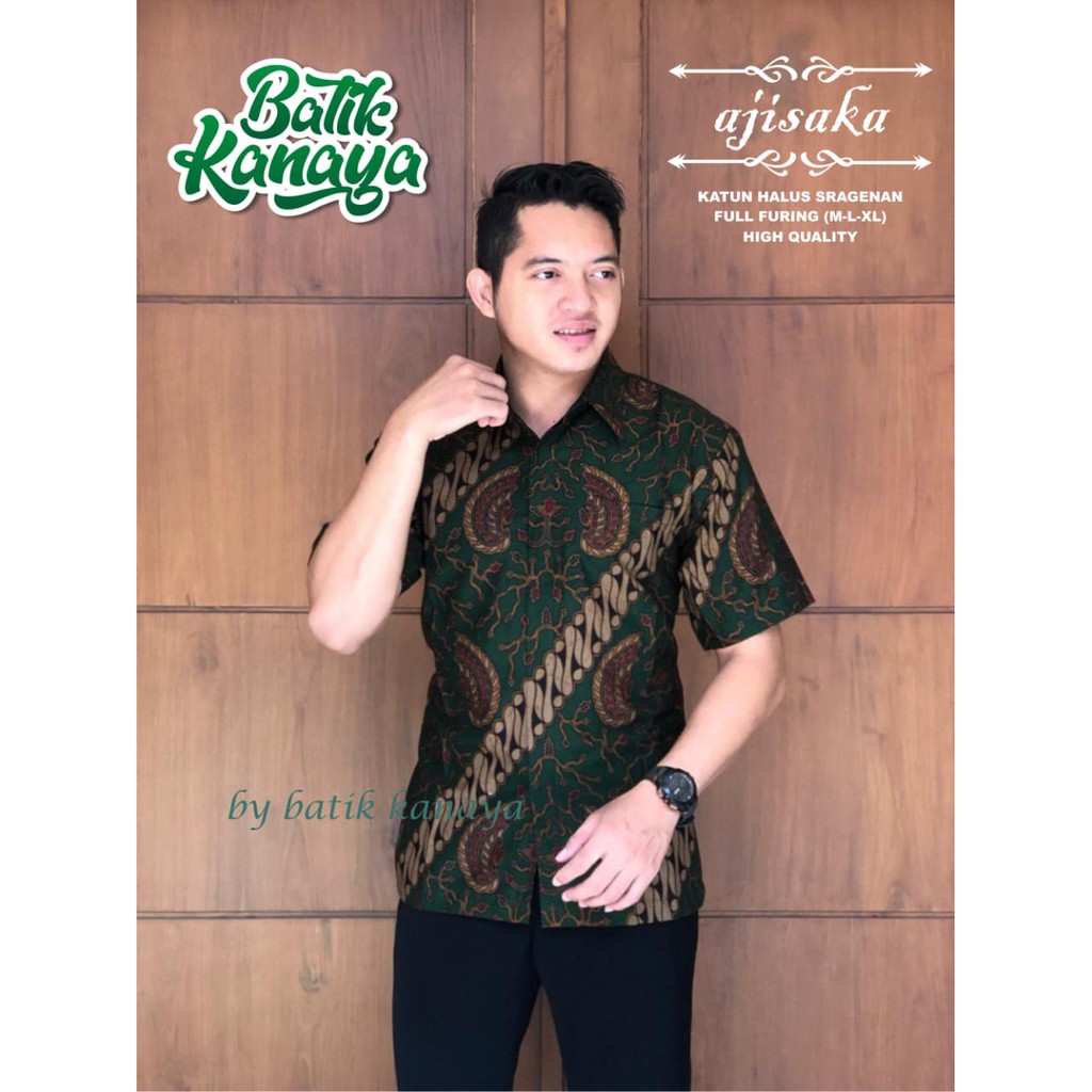 AJISAKA BATIKSOLOAMANAH KEMEJA BATIK PRIA SOLO LENGAN PANJANG PENDEK LAPIS FURING ATASAN PREMIUM