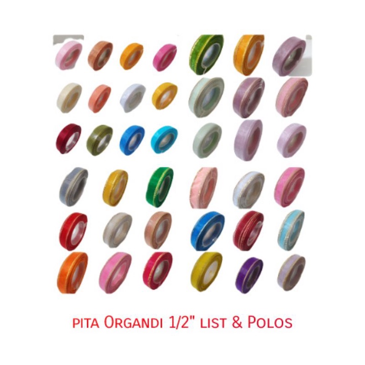 

Pita Organdi 1/2" List & Polos 20yards 18meter Harga/roll