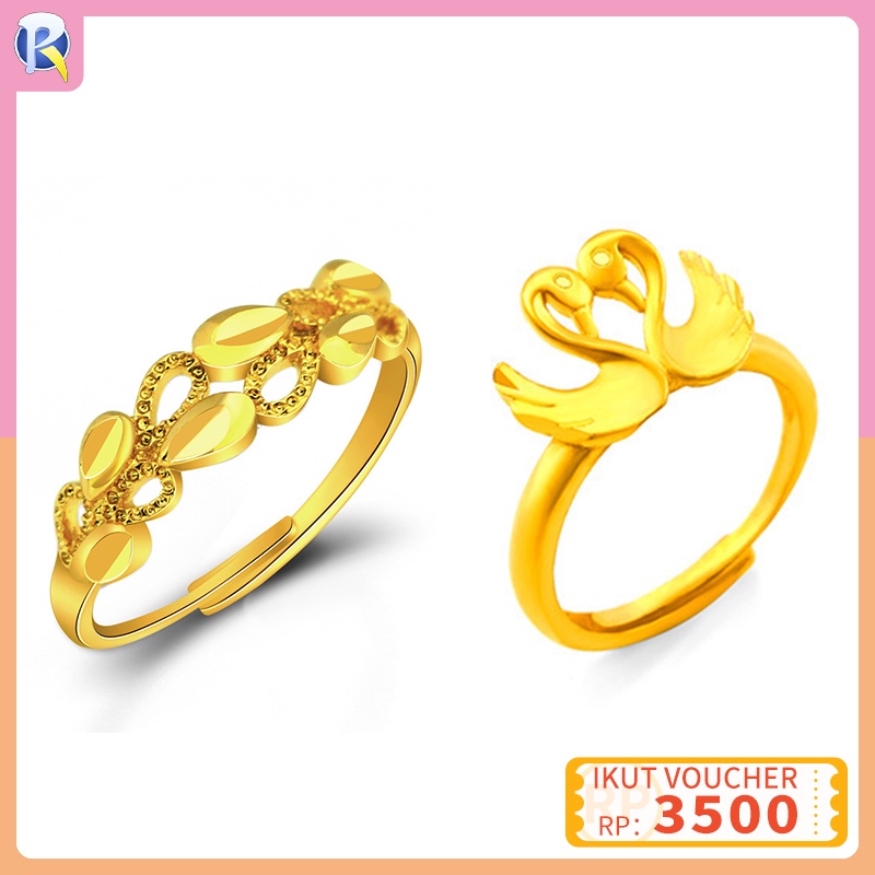 cincin emas imitasi kuningan/cincin berlapis emas imitasi perempuan/cincin berbentuk hati/ cincin pe