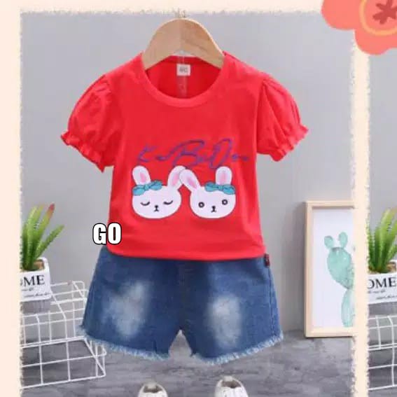 gos SET JEANS KBO RABBIT 002 EBV Bayi Baju Anak Perempuan 1-4 tahun