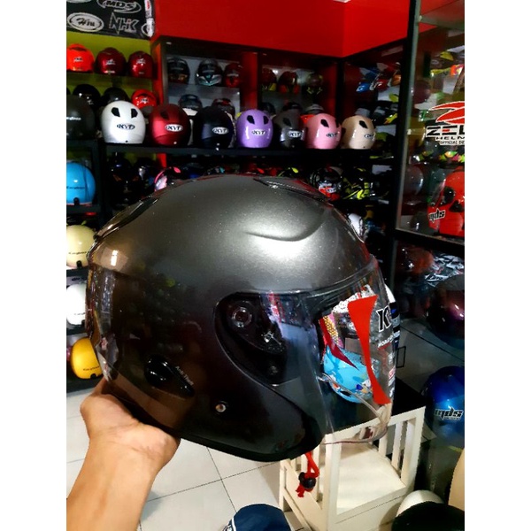 KYT Kyoto R Solid White / Kyoto R Putih Original kyt-Gun metal solid