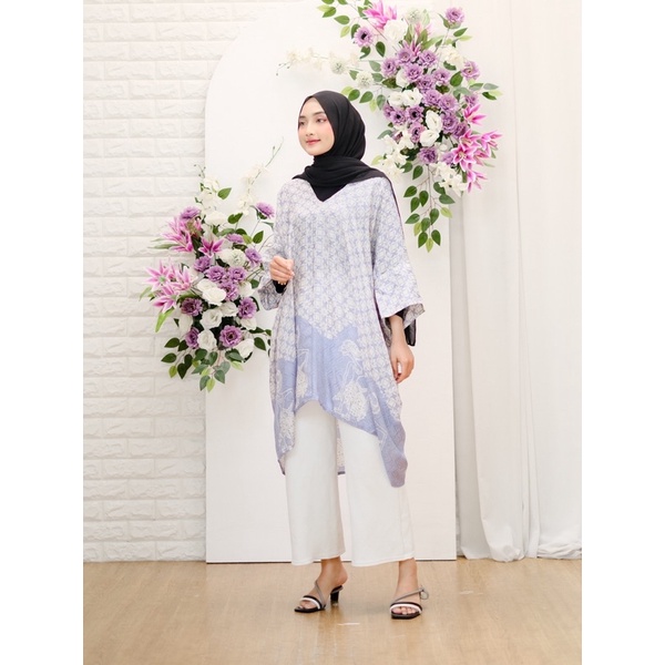 Kaftan motif batik viscose premium bahan semi sutra baju kondangan