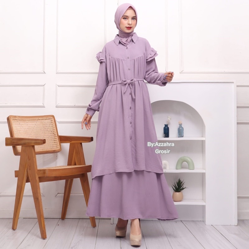 Adiba Set Ld120 - Set Rok Crinkle Air Flow Jumbo Bigsize Oversize Busui / 352-6858