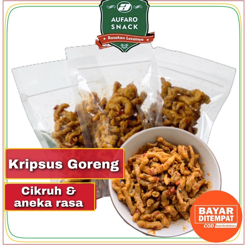 100 GRAM KERIPIK USUS CRISPY AYAM MURAH ORIGINAL DAN PEDAS AUFARO SNACK