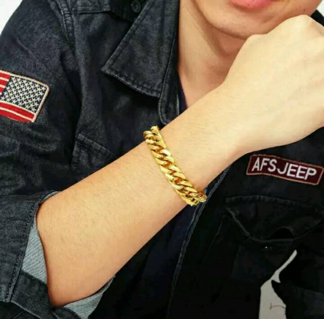 TITANIUM GOLD  - Gelang Rantai Untuk Wanita Dan Untuk Pria - Bahan asli titanium warna emas