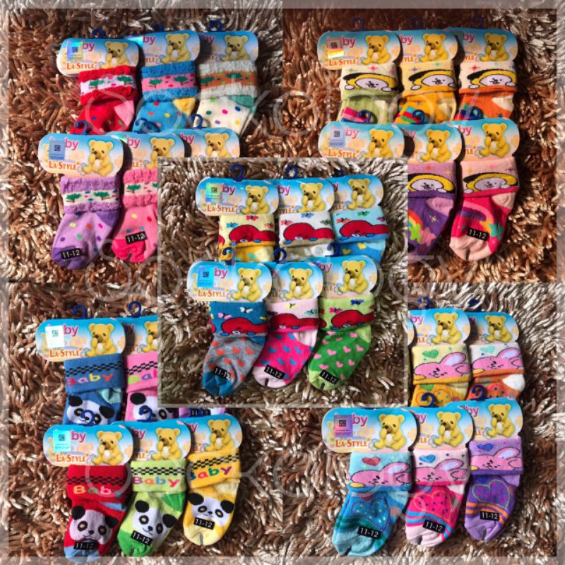 (Min 3pcs @4.200) Kaos kaki bayi panda beruang (baby sock bear) LA Style lipat ukuran 11-12