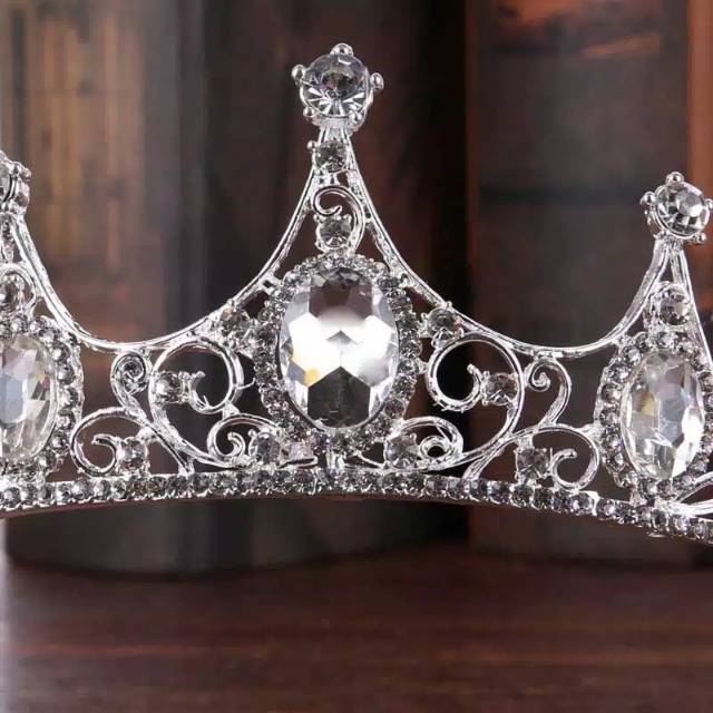 FerenHongXia Mahkota tiara dengan ornamen berlian imitasi untuk pengantin