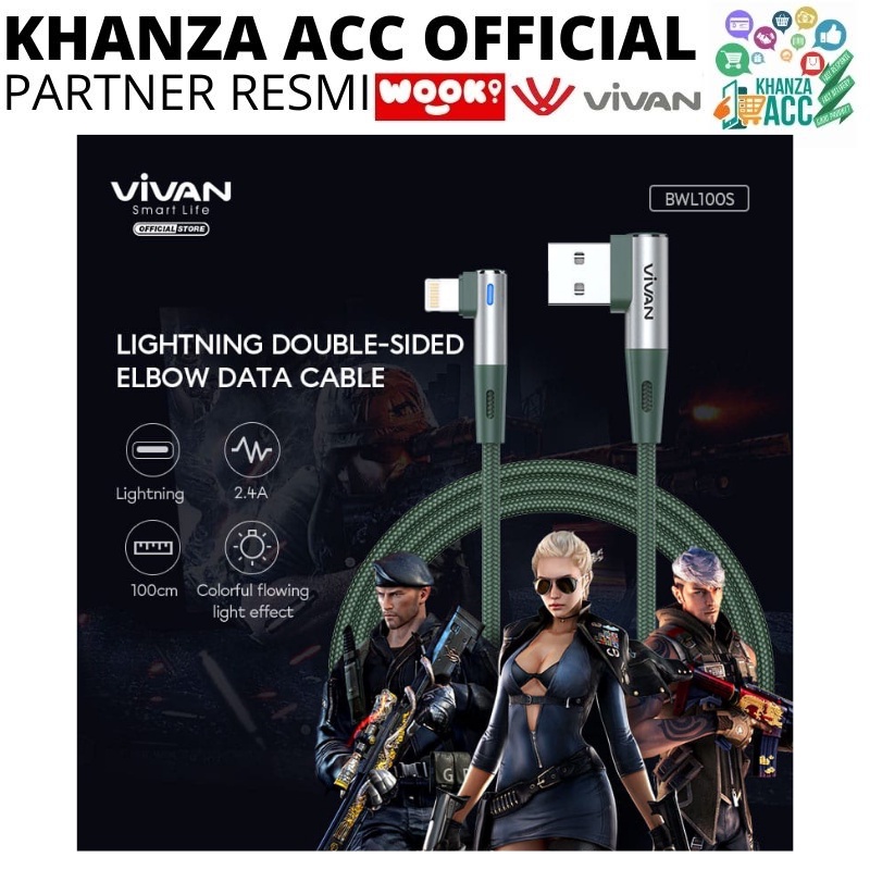 KHANZAACC Kabel Data Gaming VIVAN BWL100 / BWL100S LIGHTNING 2,4A