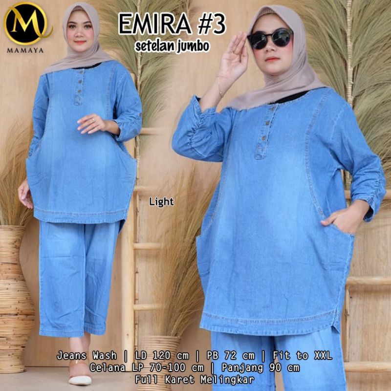 Emira #3 setelan jumbo / One set jumbo ld 120cm / setelan tunik jeans