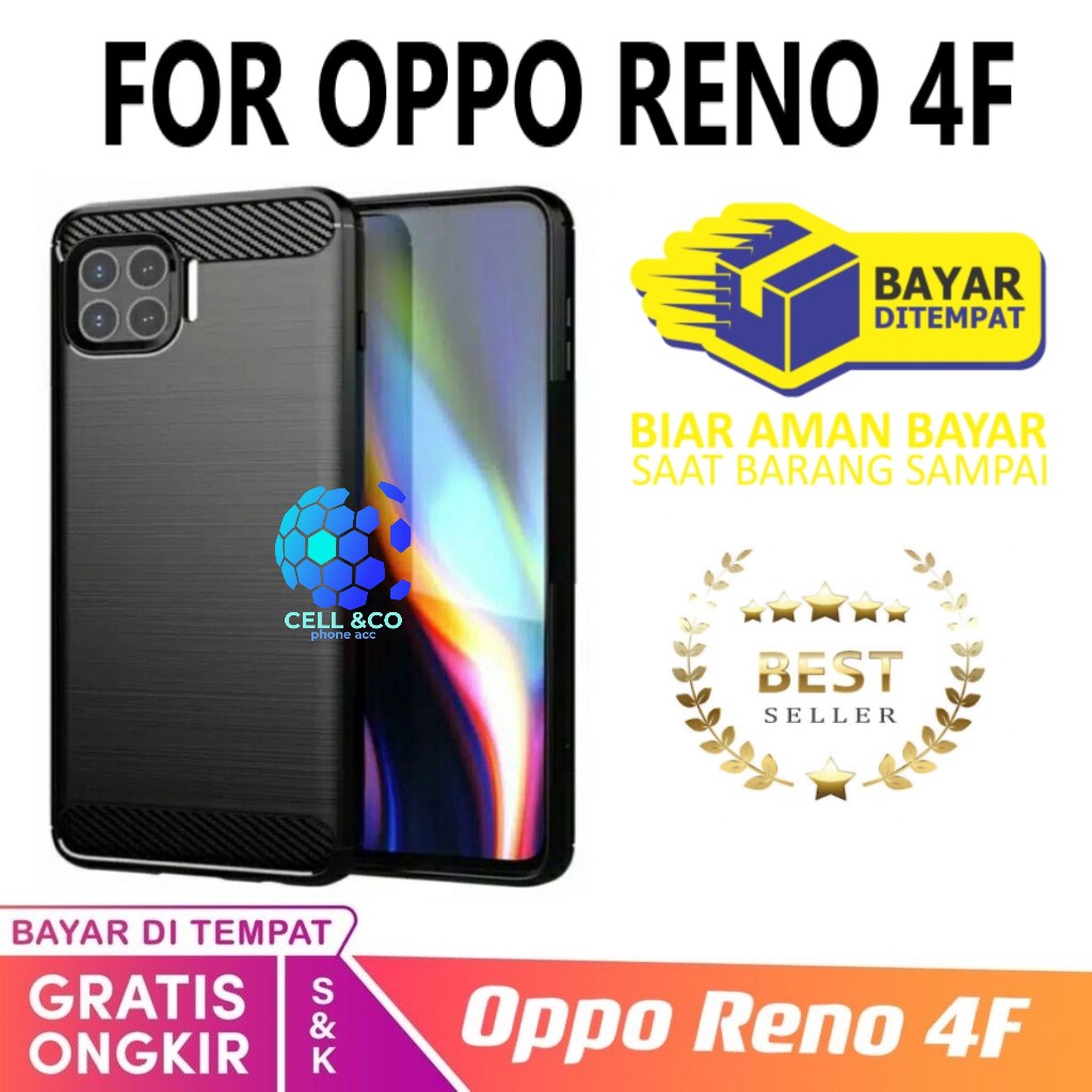 CASE CARBON OPPO RENO 4F casing hp silikon softcase case premium carbon cover