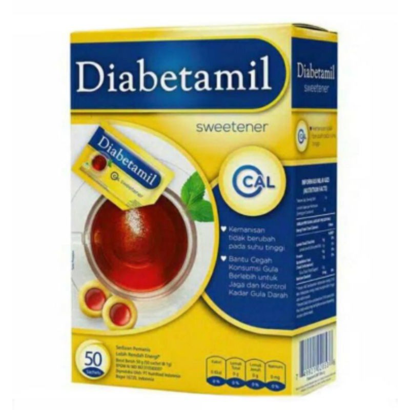 

DIABETAMIL Sweetener 50 Sachet/mencegah diabetes/menjaga agar badan tetap ideal