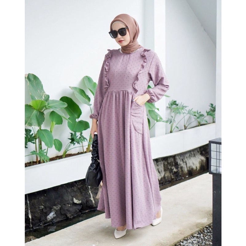 GAMIS RAYON VISCOSE / CIKA GISKA DRESS URAGIRI BUSUI LD 100-110 PJ 130 TERBEST SELLER / AZRAF DRESS PREMIUM MAXY DRESS / SABINA DRESS RAYON-Giska plum LD 110