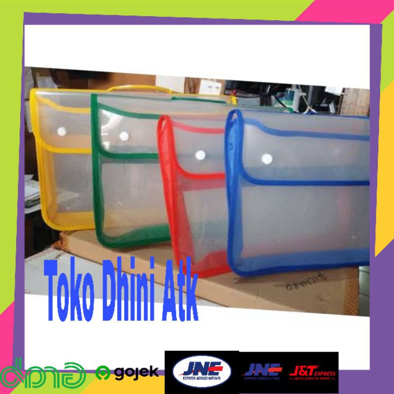 

Map Plastik Tenteng Kancing 2 Jaring Zipper Bag Jaring Jala Dokumen F4