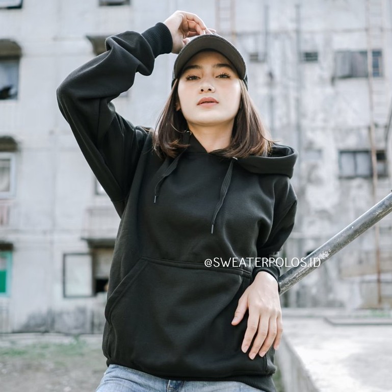 SWEATERPOLOS JAKET HOODIE JUMPER HITAM WANITA XXS - XXXL POLOS