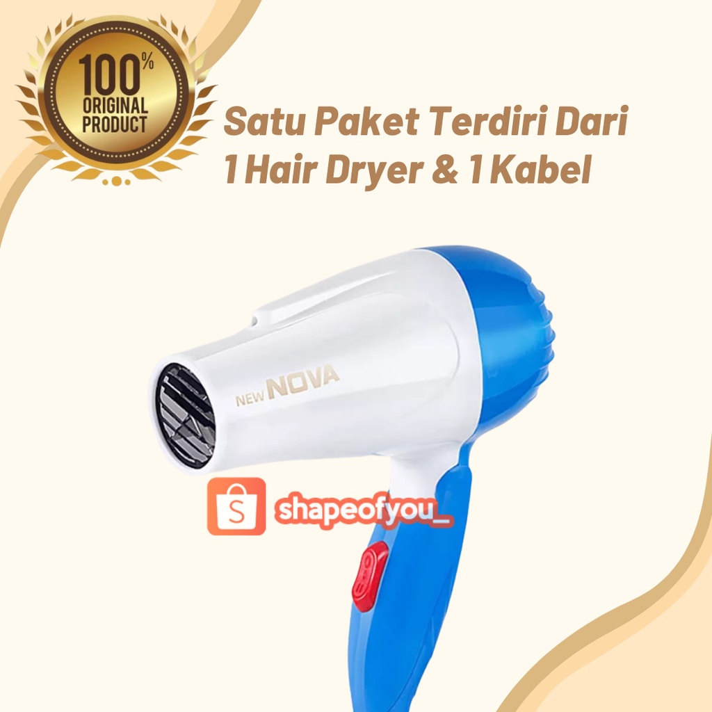 Hair Dryer Hairdryer Mini Lipat Low Watt pengering rambut NOVA / GMAX Ukuran Kecil Murah Praktis Ori