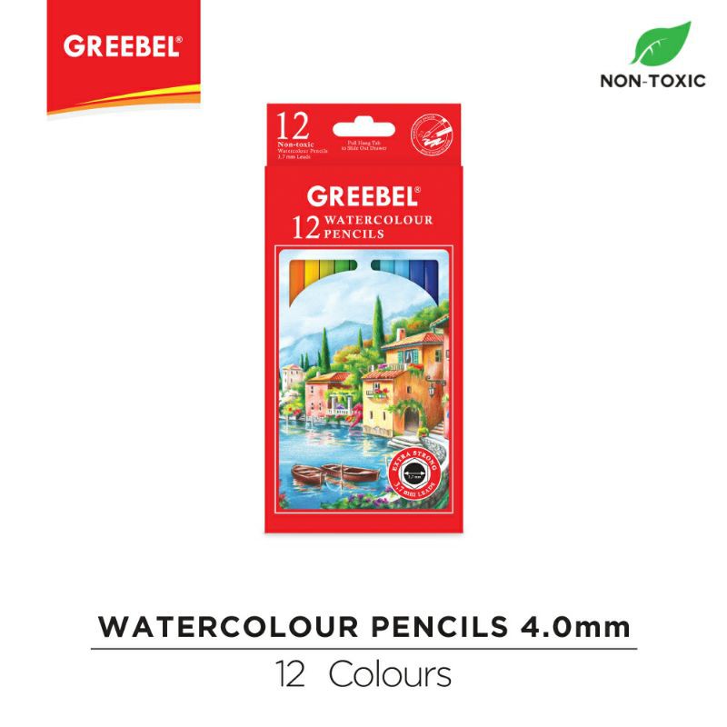 PENSIL WARNA / WARNA CERAH / BAHAN KUAT GREEBEL / GREEBEL 6712 3.7 Extra Strong Water Colour Pencil 12 Warna