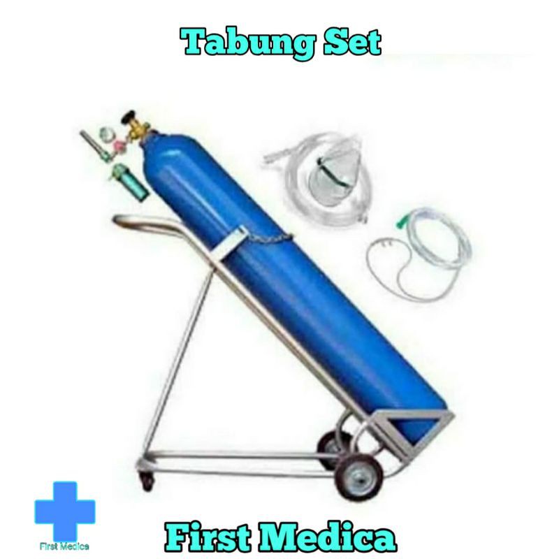 Tabung Oksigen 6M3 Set + Troli + Regulator + Masker / Tabung Set