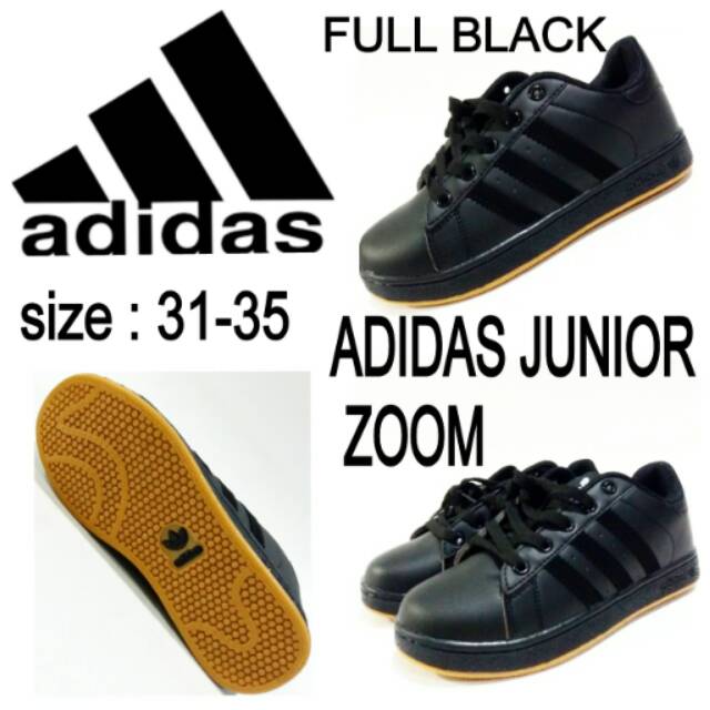 Sepatu sekolah junior adidas zoom full black murah