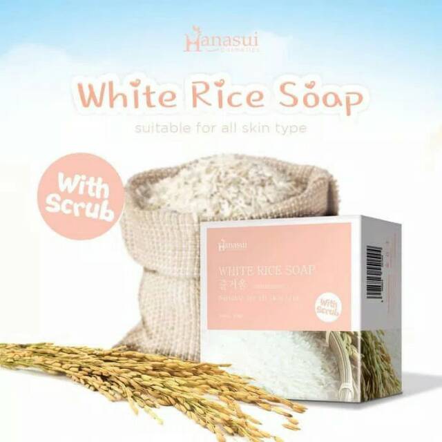 SABUN HANASUI WHITE RICE SOAP WITH SCRUB - SABUN BERAS PUTIH BPOM