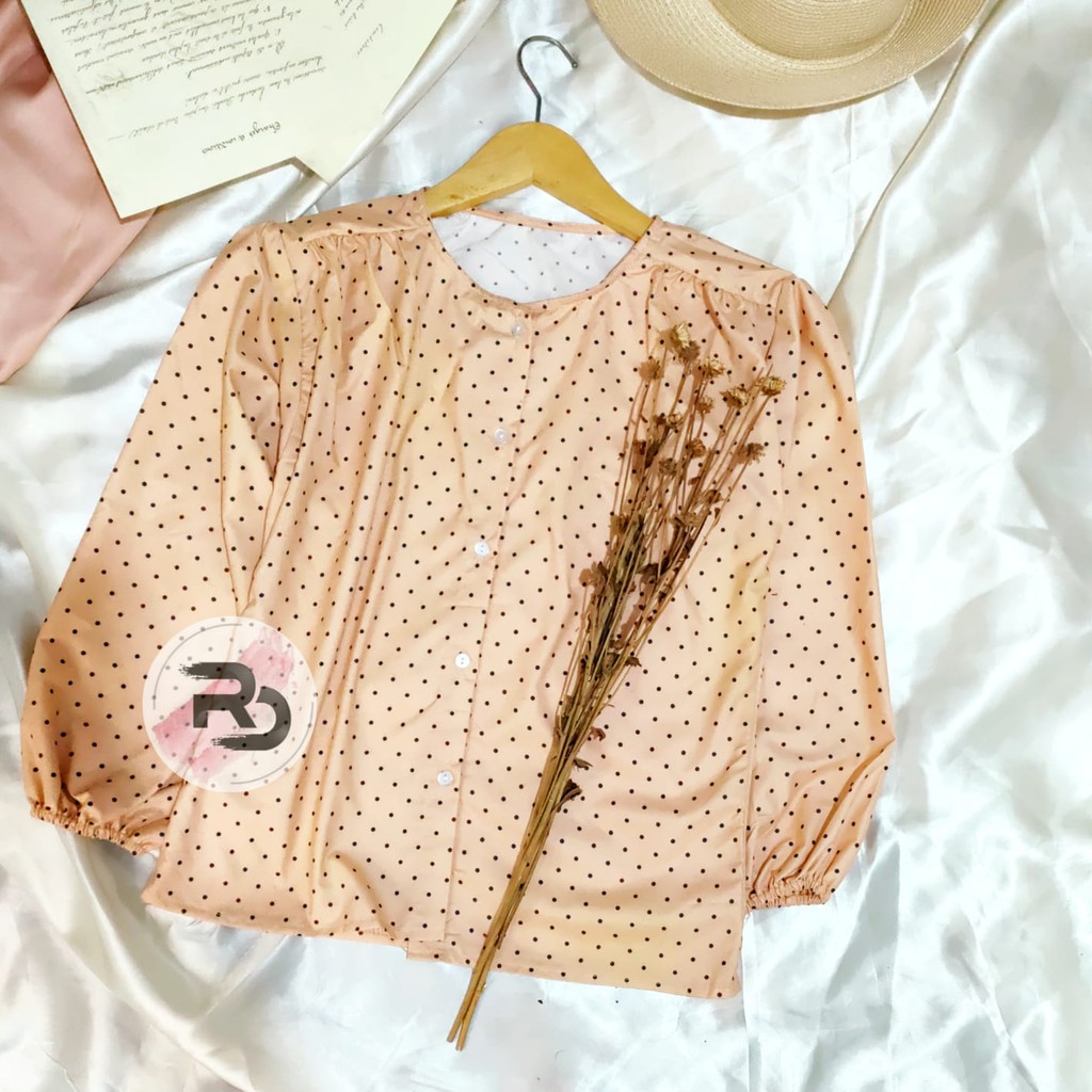 RD FASHION KAYOUNG BLOUSE POLKA  MISAN BLOUSE ATASAN WANITA KOREAN STYLE