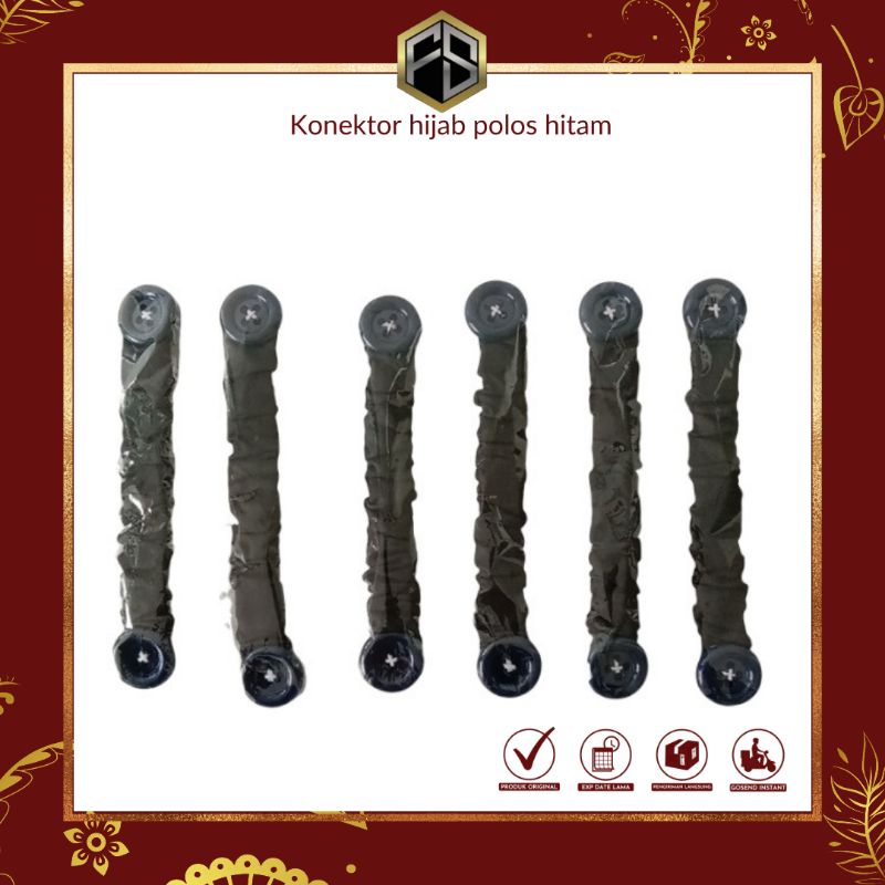 Strap Mask Elastis Aksesoris Konektor Tali Masker Hijab Polos Hitam Kancing Besar Awet Kuat Kualitas