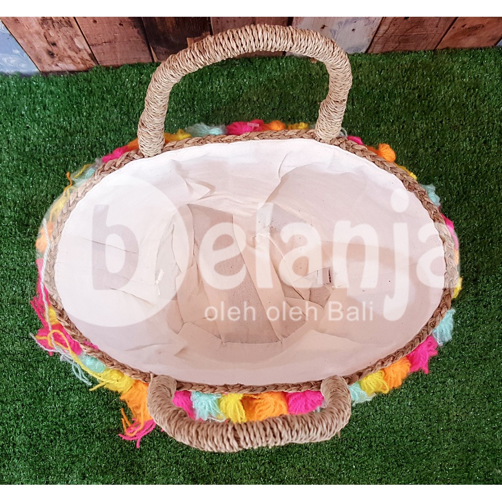 Tas Kepang Tali Rumbai / tas piknik tas anyaman prawedding tas taman