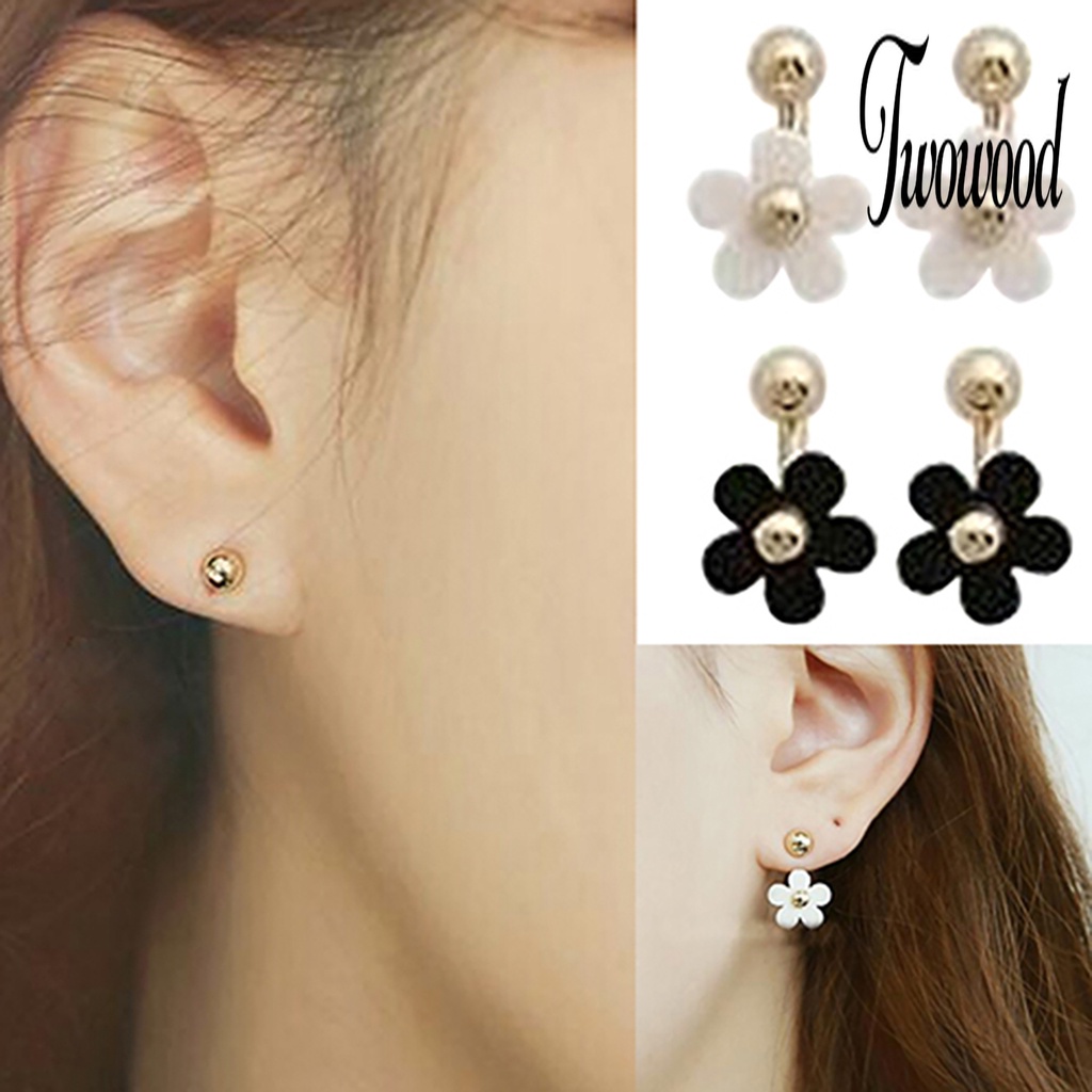 1 Pasang Anting Stud Bentuk Bunga Bahan Alloy Untuk Pesta