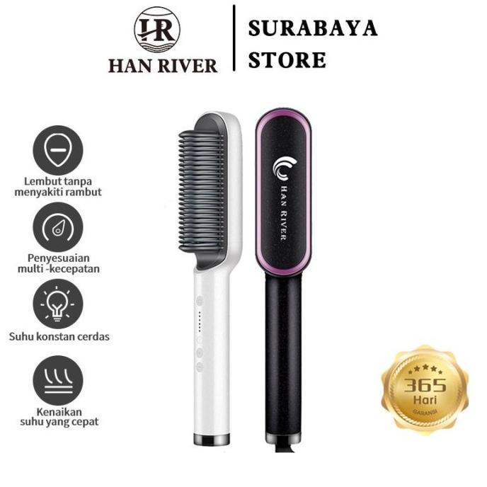 HAN RIVER CATOKAN RAMBUT 2 IN 1 PELURUS RAMBUT SISIR LISTRIK XZCZ25456E