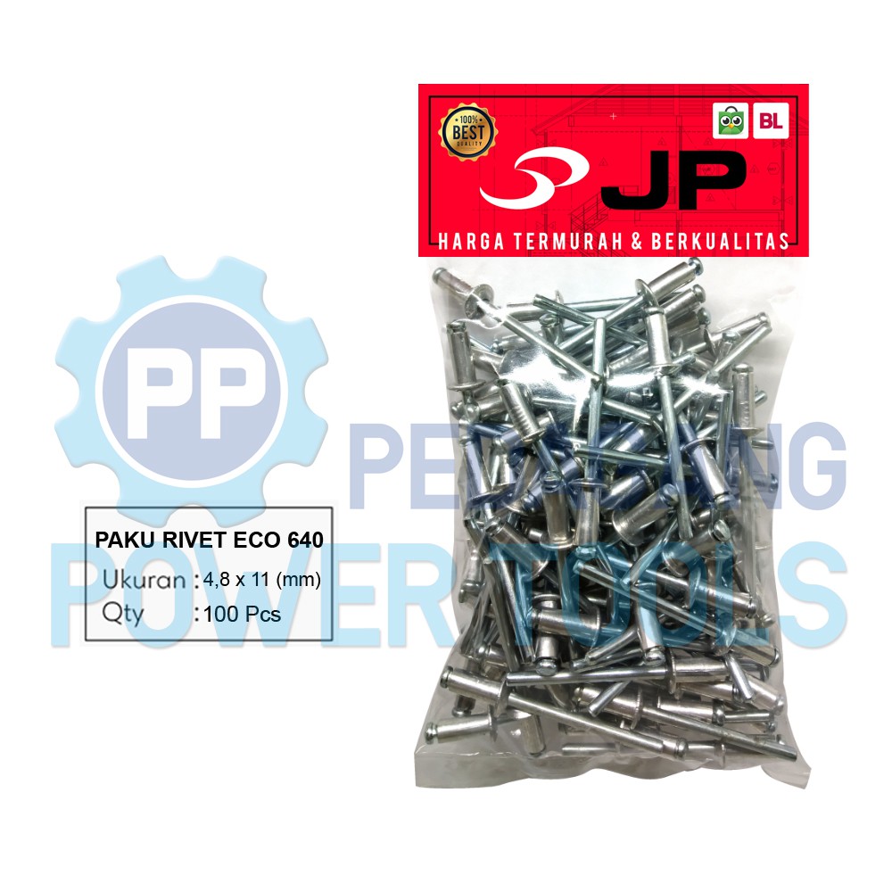 PAKU RIVET ECO 640 100 PCS 4.8 x 11 MM BLIND RIFET TEMBAK ALUMINIUM