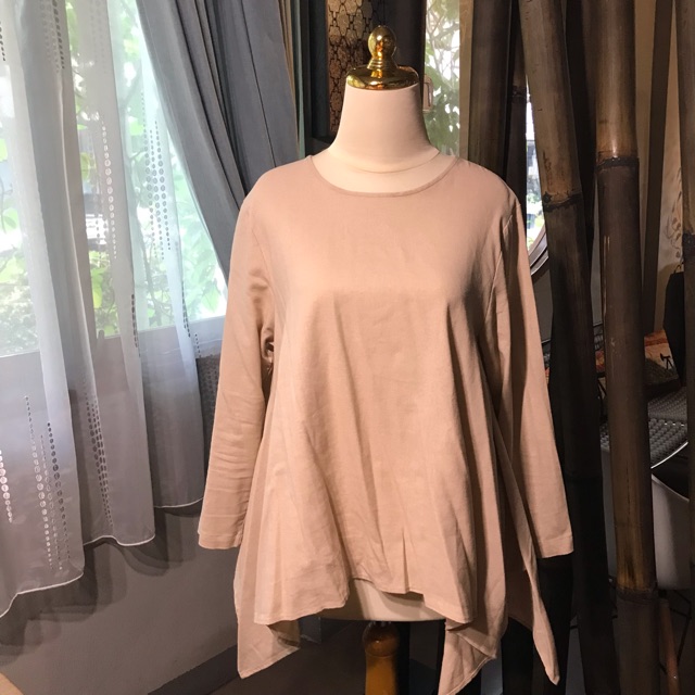 Atasan Gamis Linen warna Nude Waffle