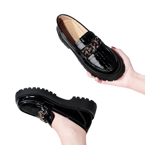 SEPATU WANITA DOCMART LOAFERS RANTAI BESI '' CROCO GLOSY '' PREMIUM BEST SELLER CR 002