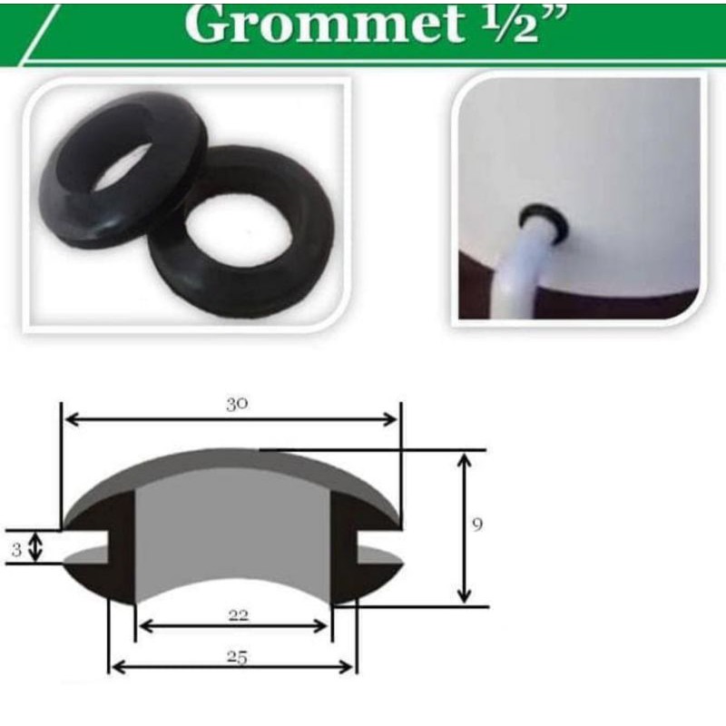 Karet Gromet / Gourmet / Grommet  1/2 inch Untuk Seal Anti Bocor