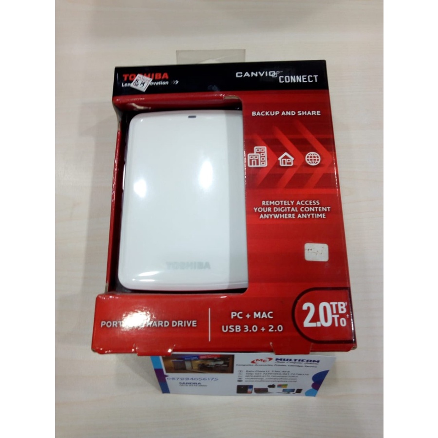 TOSHIBA HARDISK EXTERNAL 2 TB WHITE