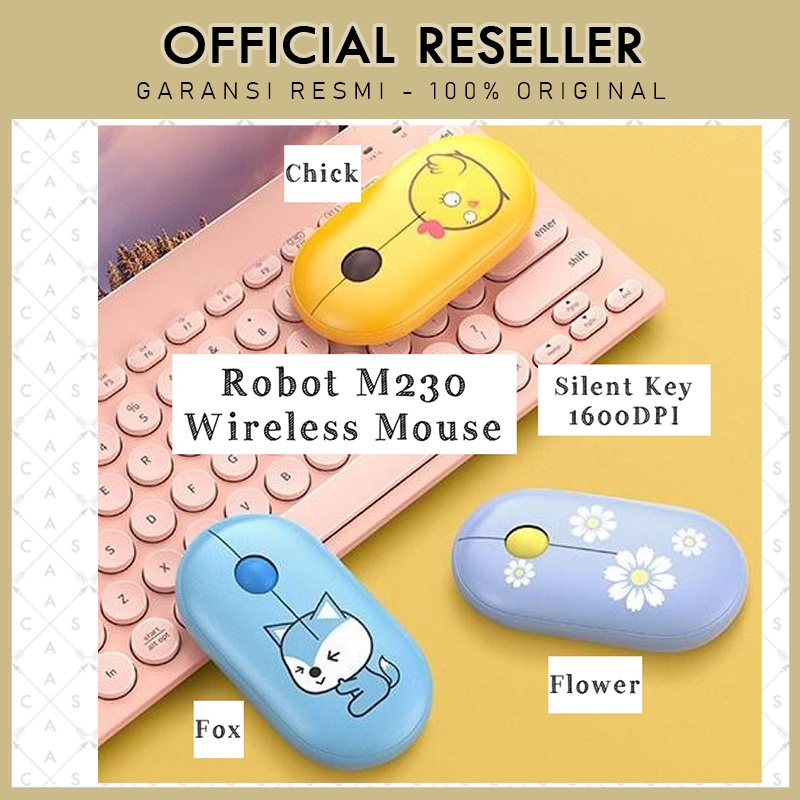 Robot M230 Fashion Wireless Mouse Karakter Lucu Imut (New M220 M330)