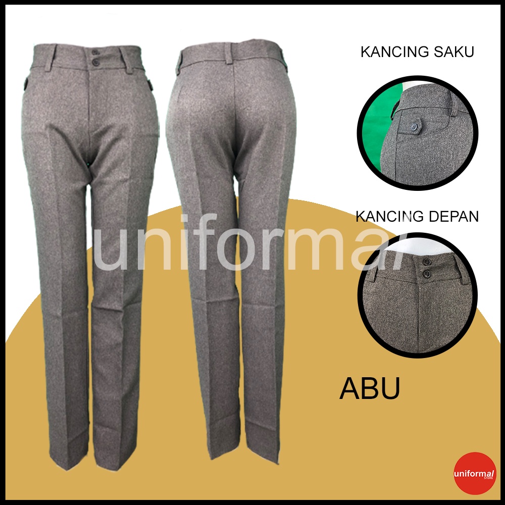 Celana Kantor Wanita Kerja Kancing Saku Ukuran S M L XL Bahan Gabardine Hitam Cream Abu Navy Mocca / Dasar / Formal / Kantor / Kantoran / Lurus / Slimfit / Termurah / Terlaris Murah