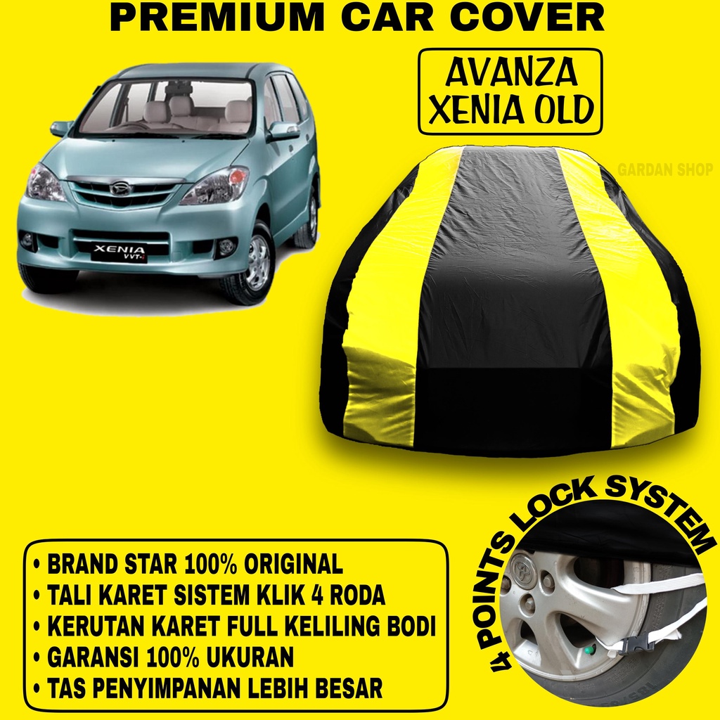 Body Cover AVANZA XENIA OLD Sarung Strip KUNING Penutup Pelindung Bodi Mobil Avanza Xenia Old PREMIUM