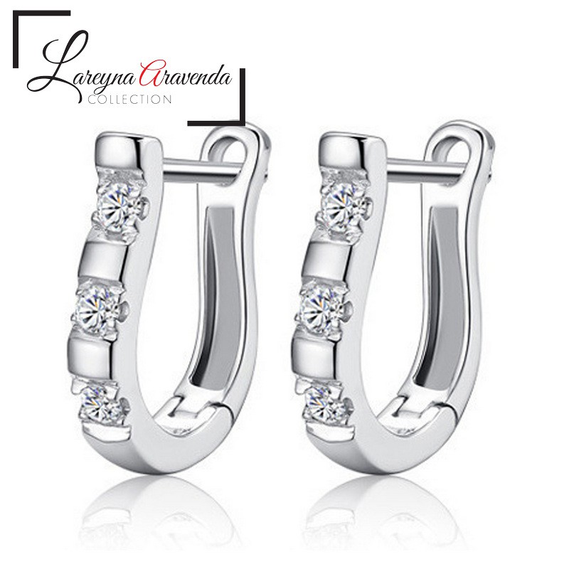 Anting Wanita Titanium Motif Kristal Crystal Vertikal Unik AT077