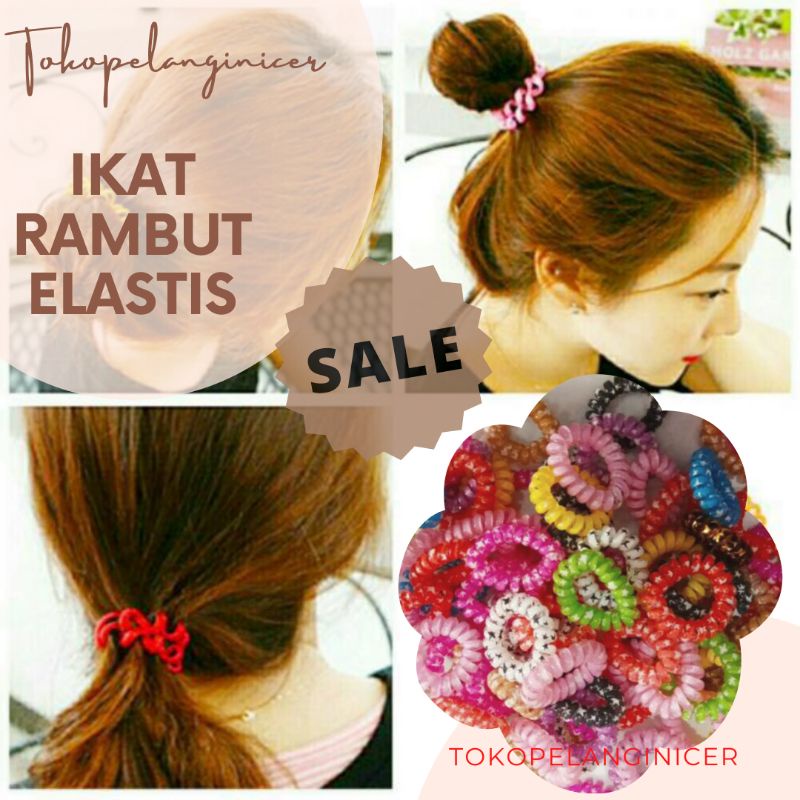 IKAT RAMBUT KABEL Kuncir Rambut Elastis Karet JEPIT Rambut Ikat Rambut Pita  Salon Simpel Elastik