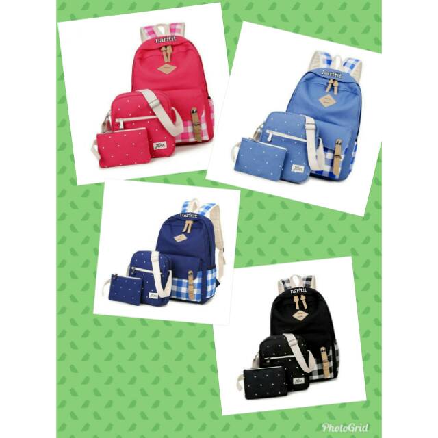Kotak catur 3 in 1 Backpack Tas Fashion Ransel Gendong Lucu Sekolah Anak Cewek Murah Lokal Bandung