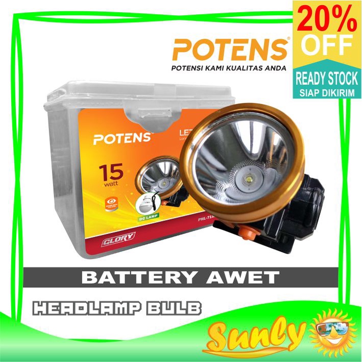 ☀ Sunly ☀ A158 Potens Original Headlamp Lampu Senter Kepala Head Charger Lamp Premium Import