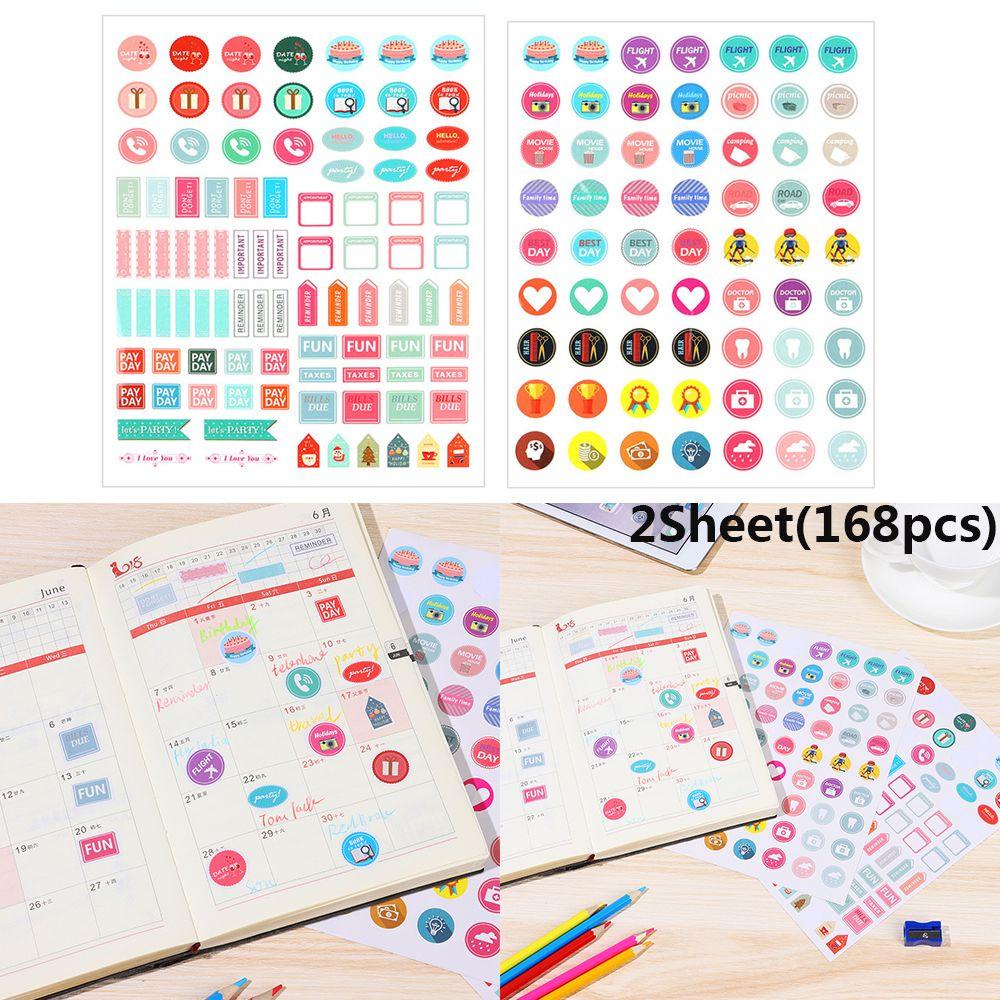Top 2sheet/set Planner Stiker Jurnal Scrapbooking Dekorasi Memo Note Daily Plan To Do List