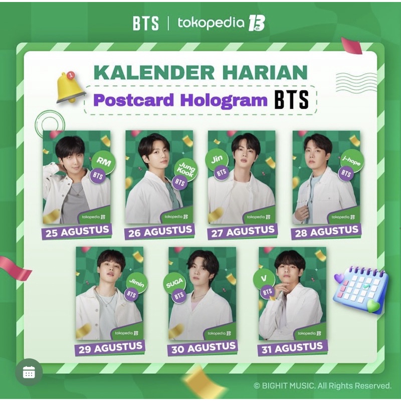 Jual Postcard & PC BTS Toko Hijau hologram | RM Namjoon Jin Seokjin