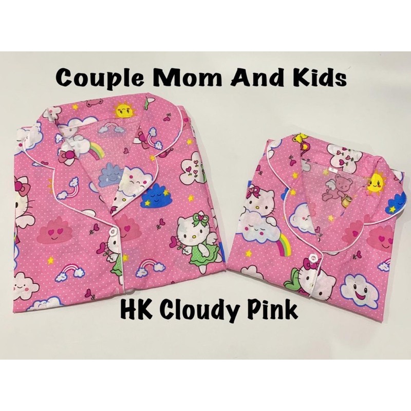 Piyama CLOUDY PINK dan MERAH bisa couple mom and kids family