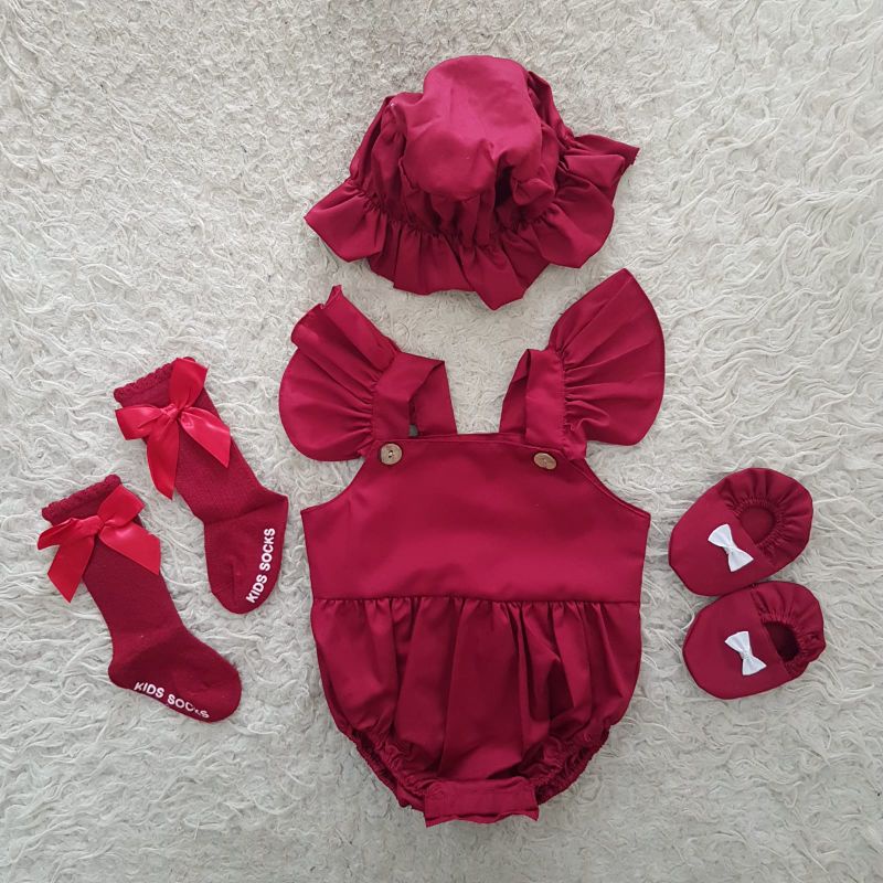 baju bayi Newborn Polkadot bloomer Set-Paket Bonet A