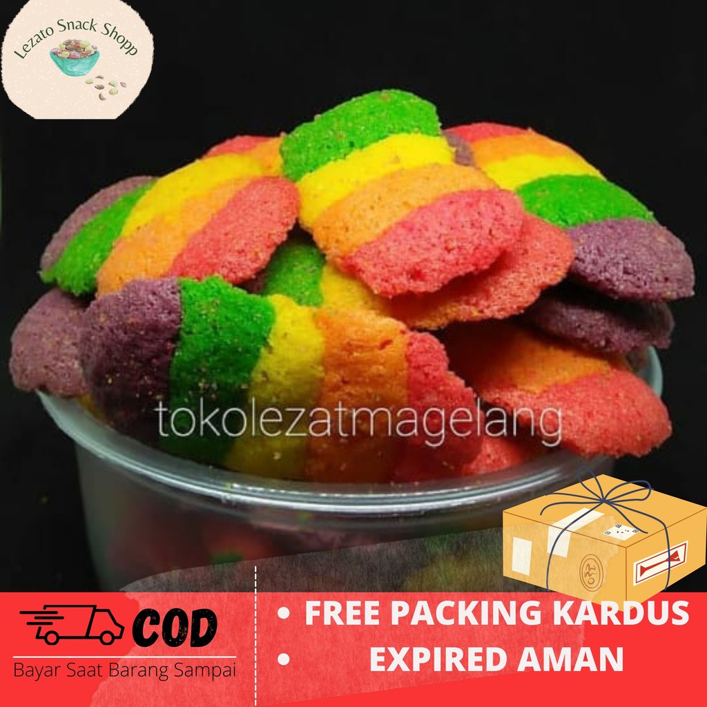 

Kue Rainbow Lidah Kucing Special 100% Home Made Kemasan 250 gr Cemilan Jajanan Jadul Zaman Now