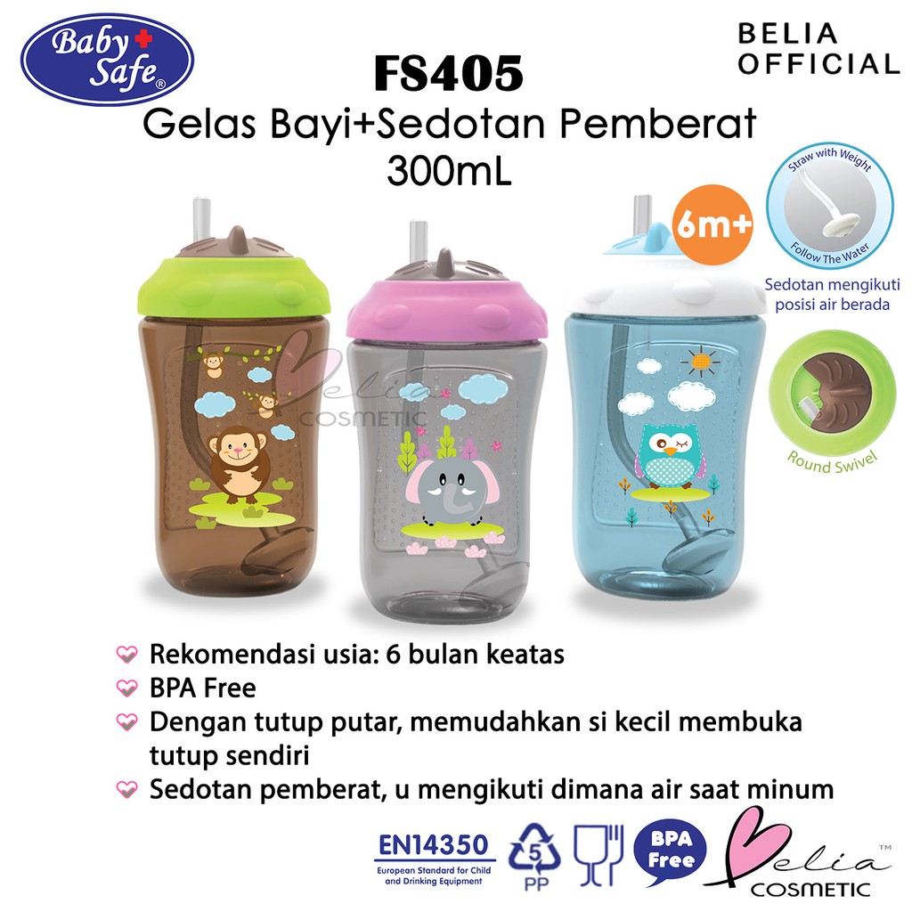 ❤ BELIA ❤ BABY SAFE Training Cup with Weighted Straw AP007 JP019 FS405 SK019 | gelas bayi sedotan pemberat