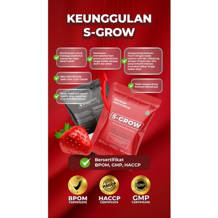 

PAKET SUPLEMEN S_GROW PENINGGI PENINGGI BADAN HALAL BPOM Bisa Dikonsumsi Dari Usia 8 - 35 Tahun Untuk Menambahkan Tinggi Badan