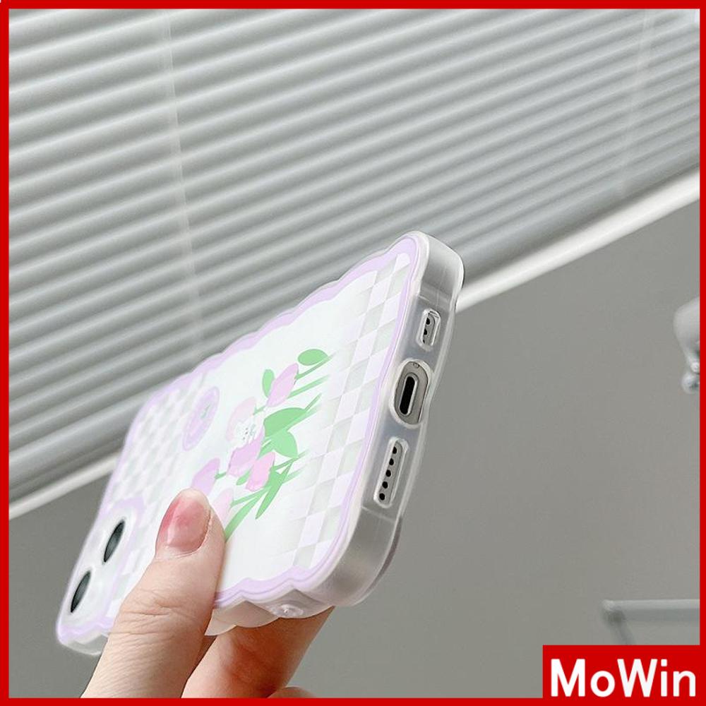 iPhone Case Silicone Soft Case Clear Case Wave Non-Slip Shockproof Camera Full Coverage Protection Purple Tulip Flower For iPhone 13 Pro Max iPhone 12 Pro Max iPhone 11 iPhone7Plus
